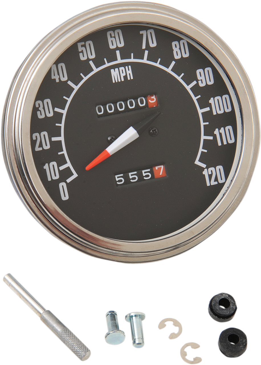 DRAG SPECIALTIES 5" MPH FL-Style 1:1 Speedometer - '68-'84 Black Face 70847M