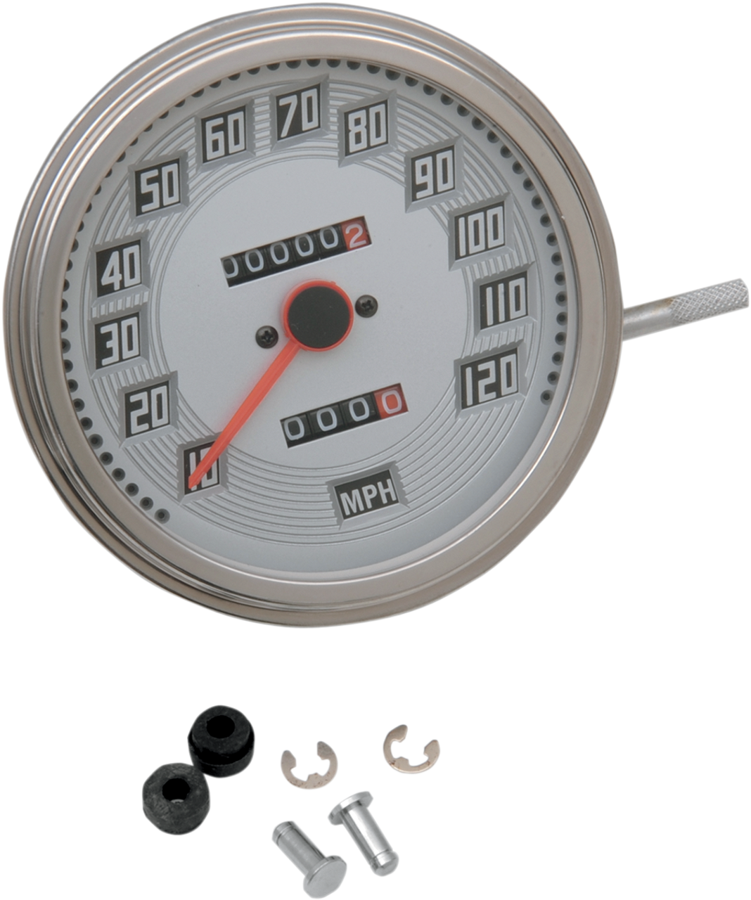 DRAG SPECIALTIES 5" MPH FL-Style 2:1 Speedometer with Tach - Billet Look White Face 75694