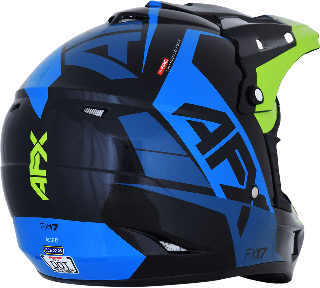 AFX FX-17 Helmet - Aced - Blue/Lime - 2XL 0110-6503
