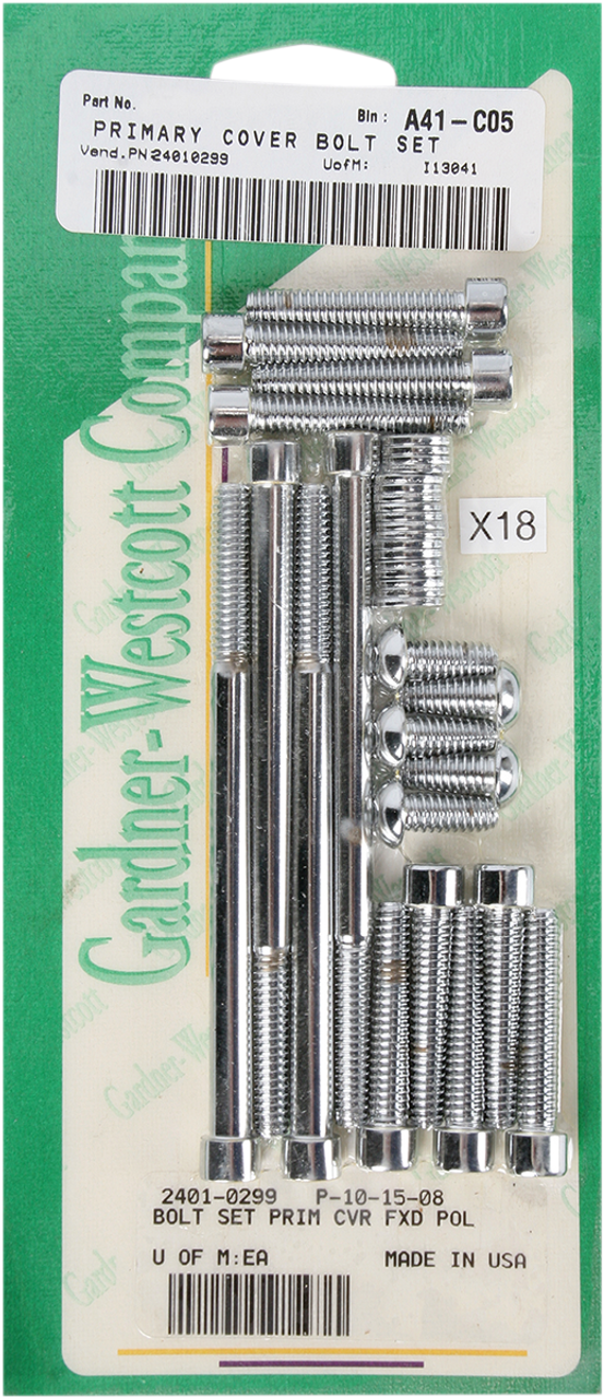 GARDNER-WESTCOTT Primary Cover Bolt Set - Polished P-10-15-08