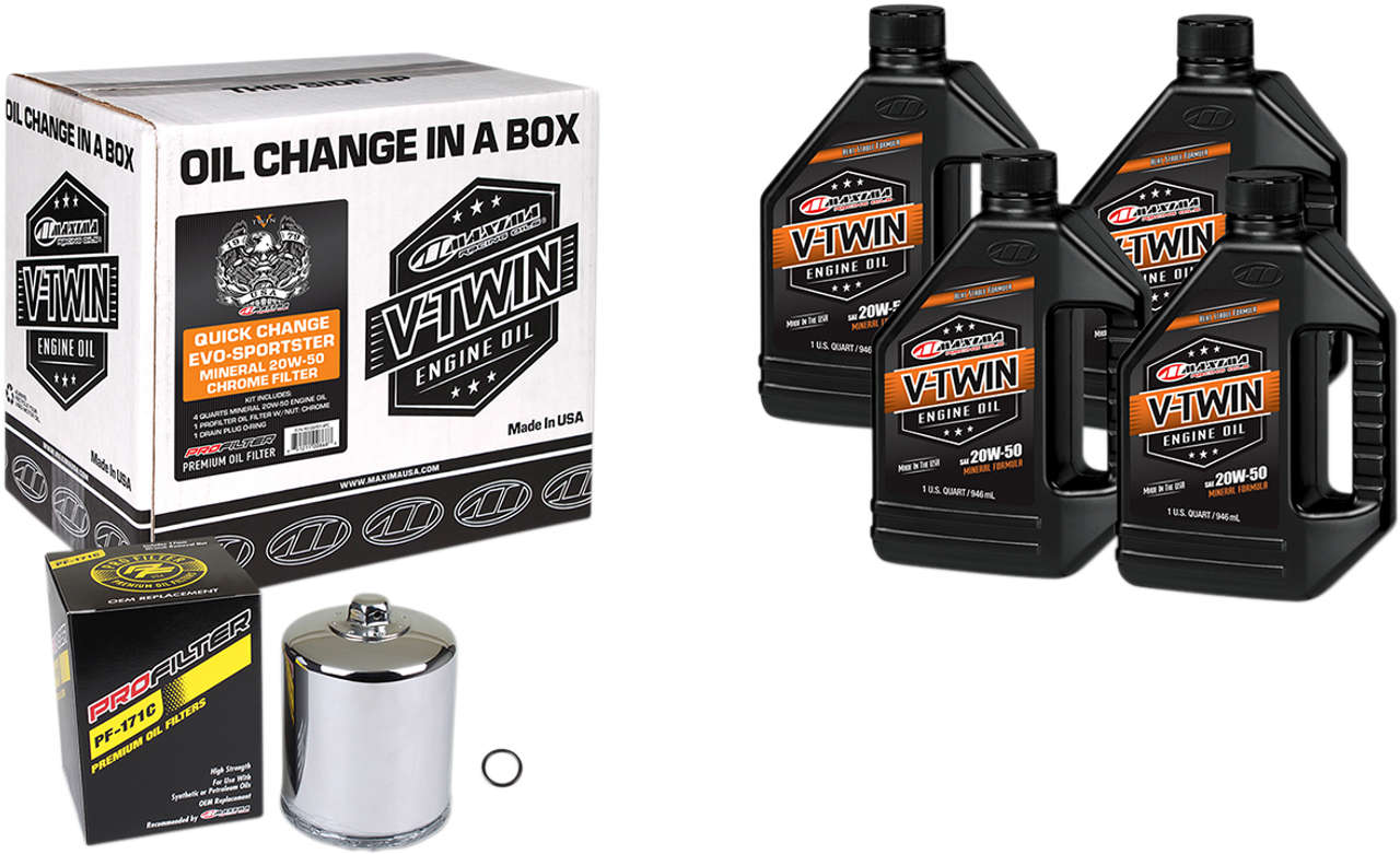 MAXIMA RACING OIL Evo/XL KIT Quick Oil Change Kit - Chrome Filter 90-069014PC