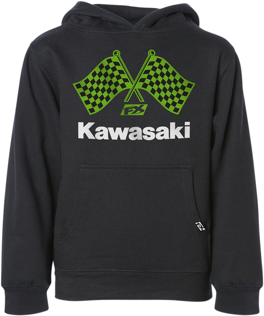 FACTORY EFFEX Youth Kawasaki Finish Line Hoodie - Black - Medium 23-88122
